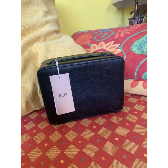 NWT Beis Faux Leather Vegan Cosmetic Case in Black - Picture 6 of 9